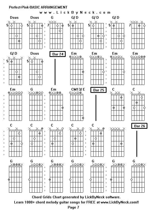 Chord Grids Chart of chord melody fingerstyle guitar song-Perfect-Pink-BASIC ARRANGEMENT,generated by LickByNeck software.